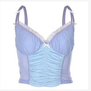 🔆 Purple & Blue Ruched Cropped Tank